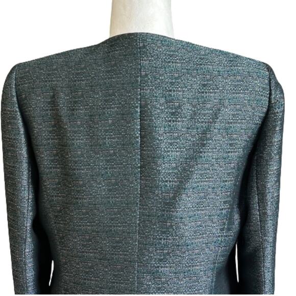 Kasper Blazer Jacket Teal Open Front Long Sleeve Career Business Blazer Size 8 - Picture 6 of 12